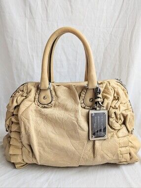 Dolce & Gabbana Miss Rouche Large Leather Shoulder Bag Cream